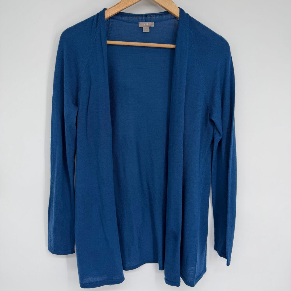 J. Jill Cardigan Women Small Merino Wool Aqua Staple Wardrobe Layering Heritage‎